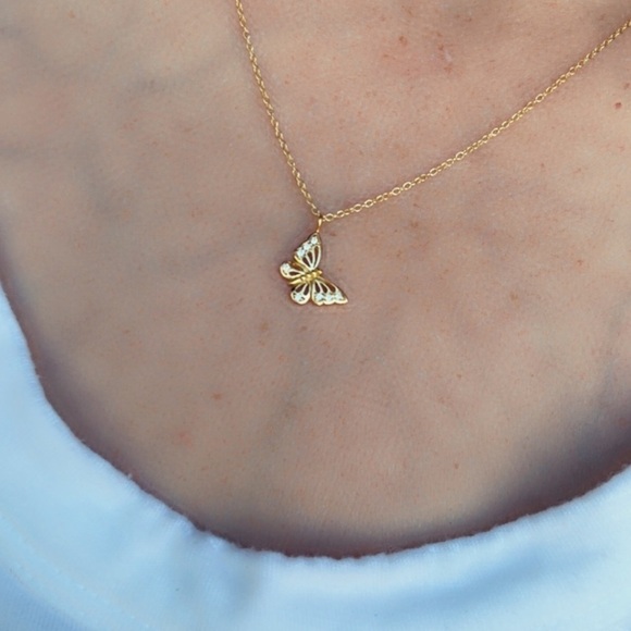 14k Gold Butterfly Necklace - Picture 9 of 11